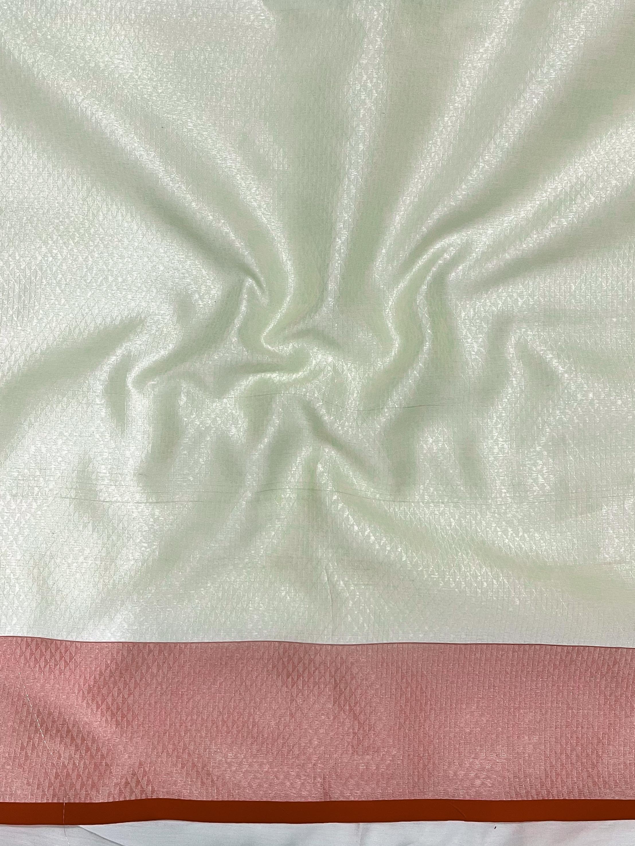 Banarasee Organza Mix Saree With Resham Work & Contrast Border-Cream & Red