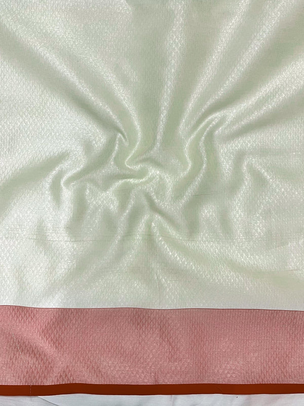 Banarasee Organza Mix Saree With Resham Work & Contrast Border-Cream & Red