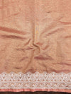 Banarasee Handwoven Crushed Tissue Saree With Chikankari Work-Rust
