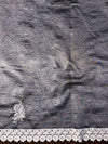 Banarasee Handwoven Crushed Tissue Saree With Handwoven Pearl Motifs & Lace-Grey