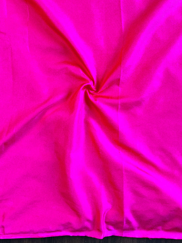 Banarasee Handloom Plain Mashru Silk Saree-Fuchsia Pink