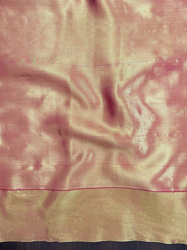 Banarasee Handwoven Semi Silk Saree With Zari Buta Design & Lace-Violet