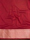 Banarasee Handloom Georgette Saree With Silver Zari Work & Contrast Border-Cream & Red