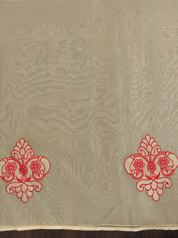 Banarasee Organza Mix Saree With Embroidered Buta & Applique Work Pallu-Light Yellow