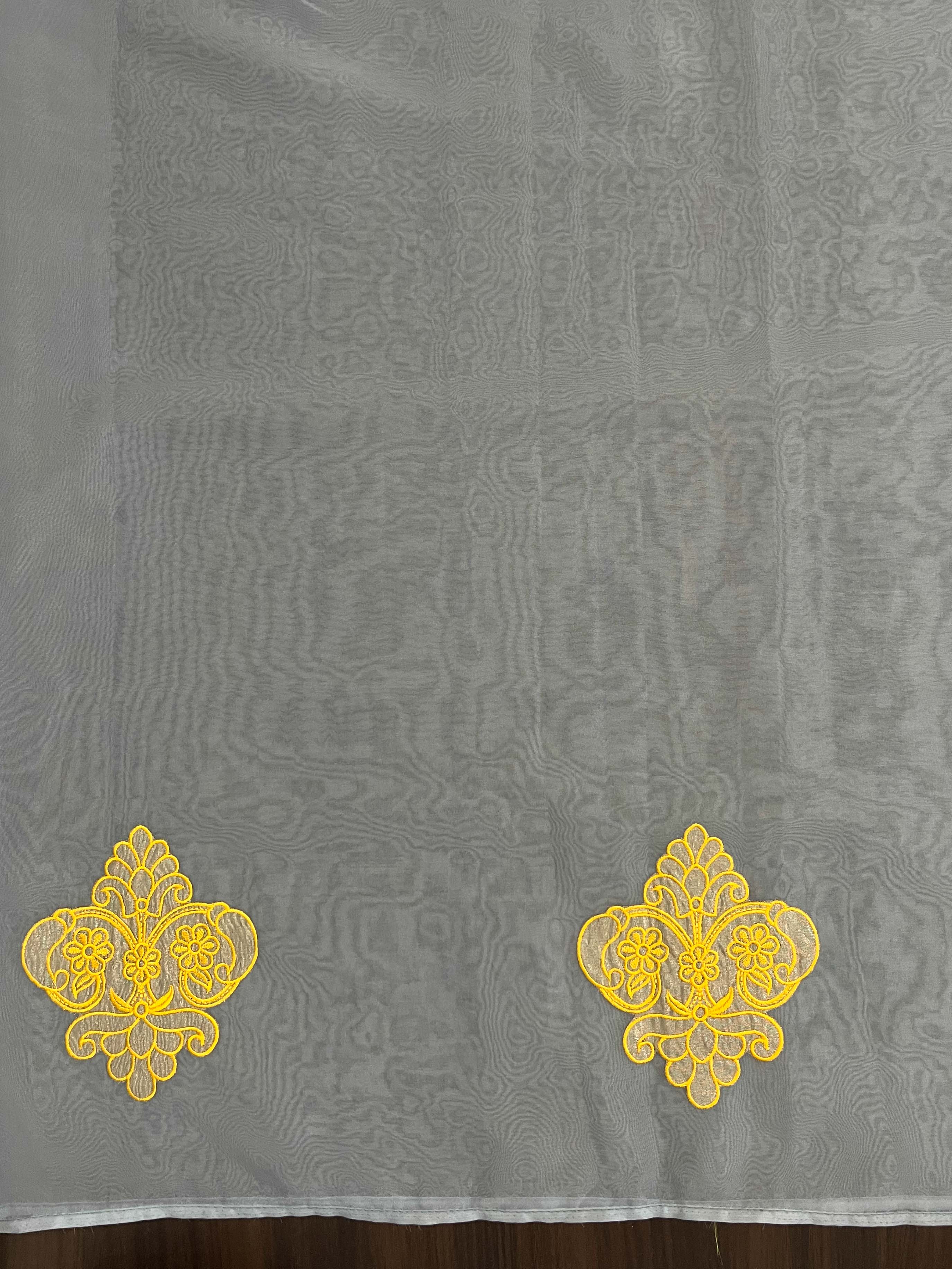 Banarasee Organza Mix Saree With Embroidered Buta & Applique Work Pallu-Light Blue