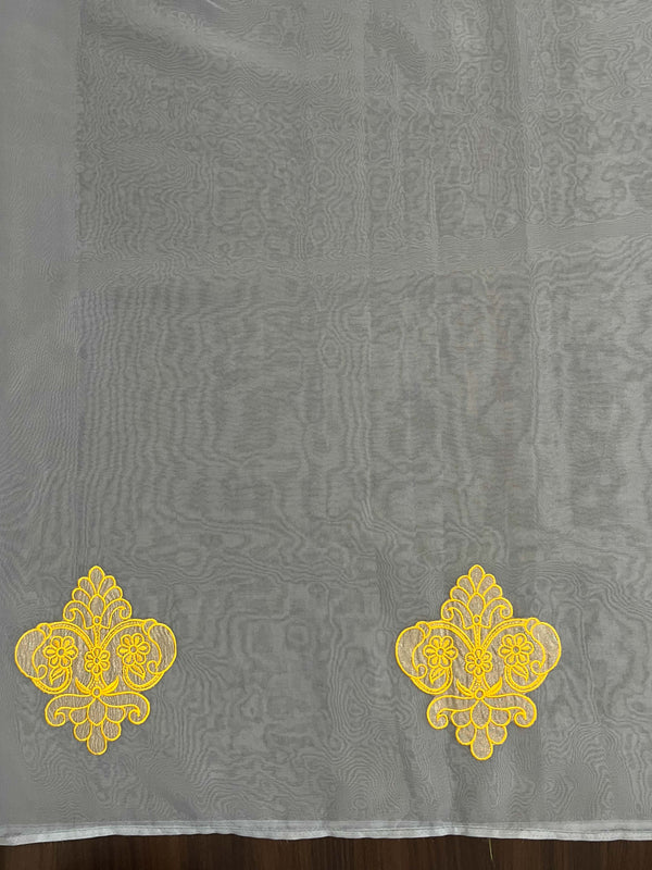 Banarasee Organza Mix Saree With Embroidered Buta & Applique Work Pallu-Light Blue