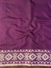 Banarasee Handloom Cotton Silk Saree With Silver Zari Border-Purple