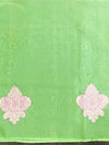 Banarasee Organza Mix Saree With Embroidered Buta & Applique Work Pallu-Pastel Green