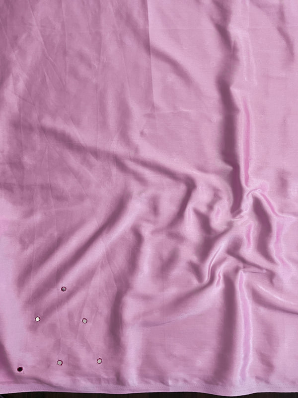 Banarasee Handloom Satin Hand Dyed Saree With Mirror Work-Pink(Dual Tone)