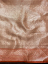 Banarasee Handwoven Tissue Saree With Zari Woven Design & Broad Border-Rust