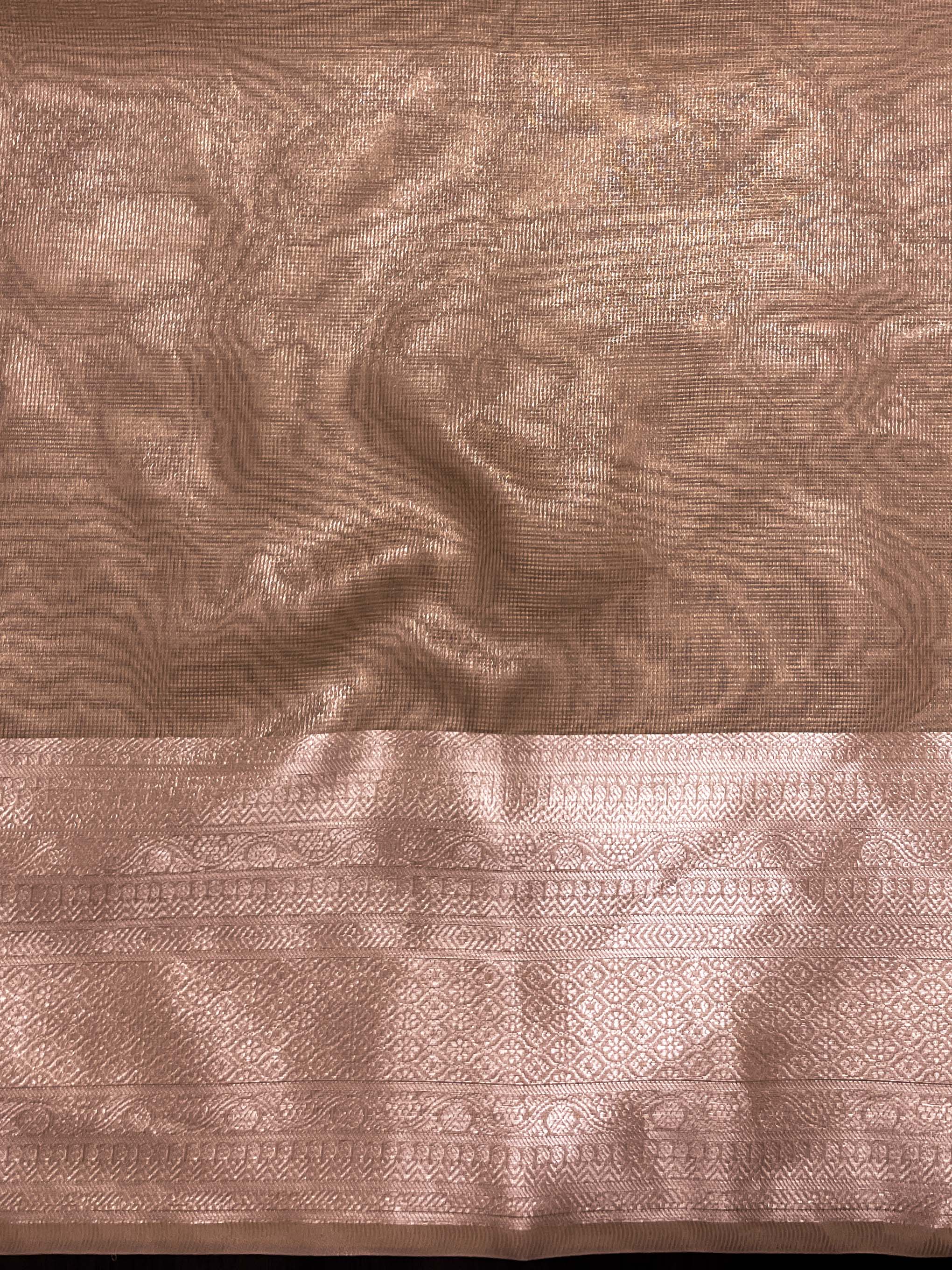 Banarasee Handwoven Tissue Saree With Thread Embroidery Digital Prints & Zari Border-Light Pink