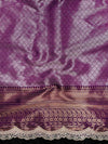 Banarasee Handwoven Dual Tone Tissue Saree With Zari Woven Design Contrast Border & Lace-Rust & Purple
