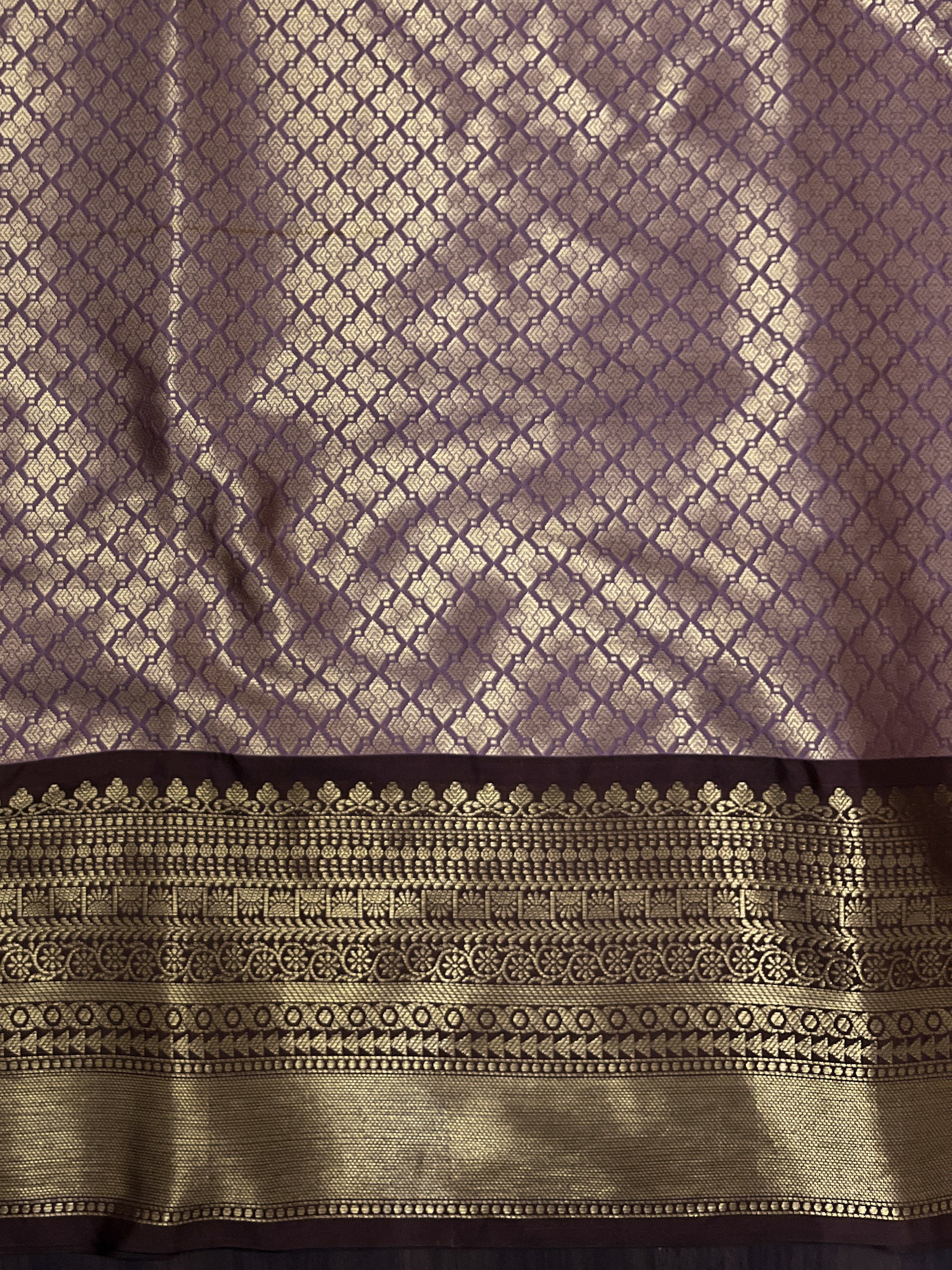 Banarasee Handwoven Tissue Saree With Zari Woven Design Contrast Border & Lace-Light Pink & Brown