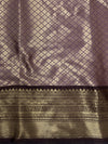 Banarasee Handwoven Tissue Saree With Zari Woven Design Contrast Border & Lace-Light Pink & Brown