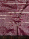 Banarasee Handloom Semi Silk Saree With Gold Zari Stripes-Maroon