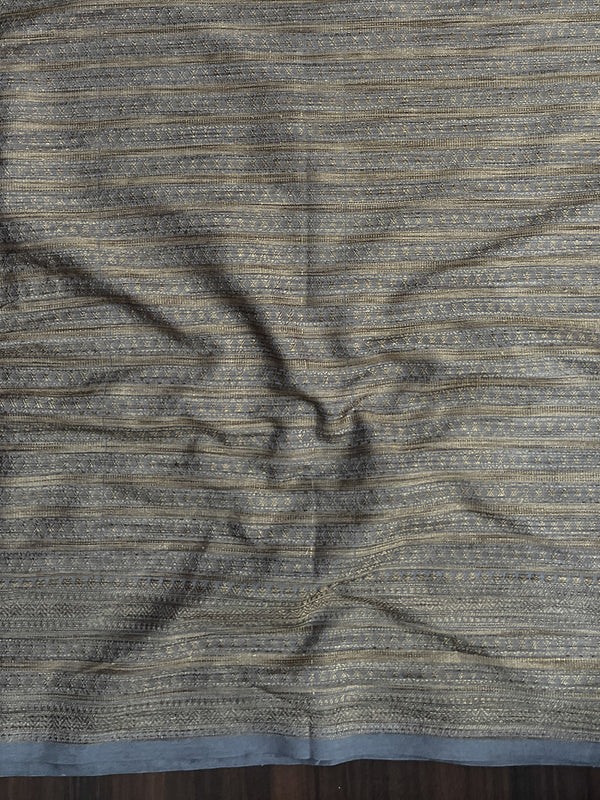 Banarasee Handloom Soft Cotton Saree With Resham Work & Contrast Border-Maroon & Grey