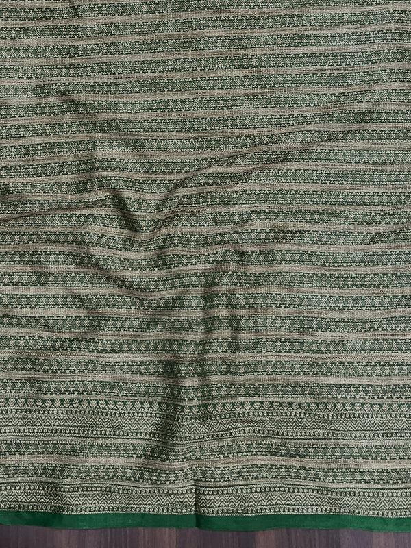 Banarasee Handloom Soft Cotton Saree With Resham Work & Contrast Border-Pink & Green