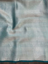 Banarasee Handwoven Tissue Saree With Zari Buti & Swarovski Work-Turquoise Blue