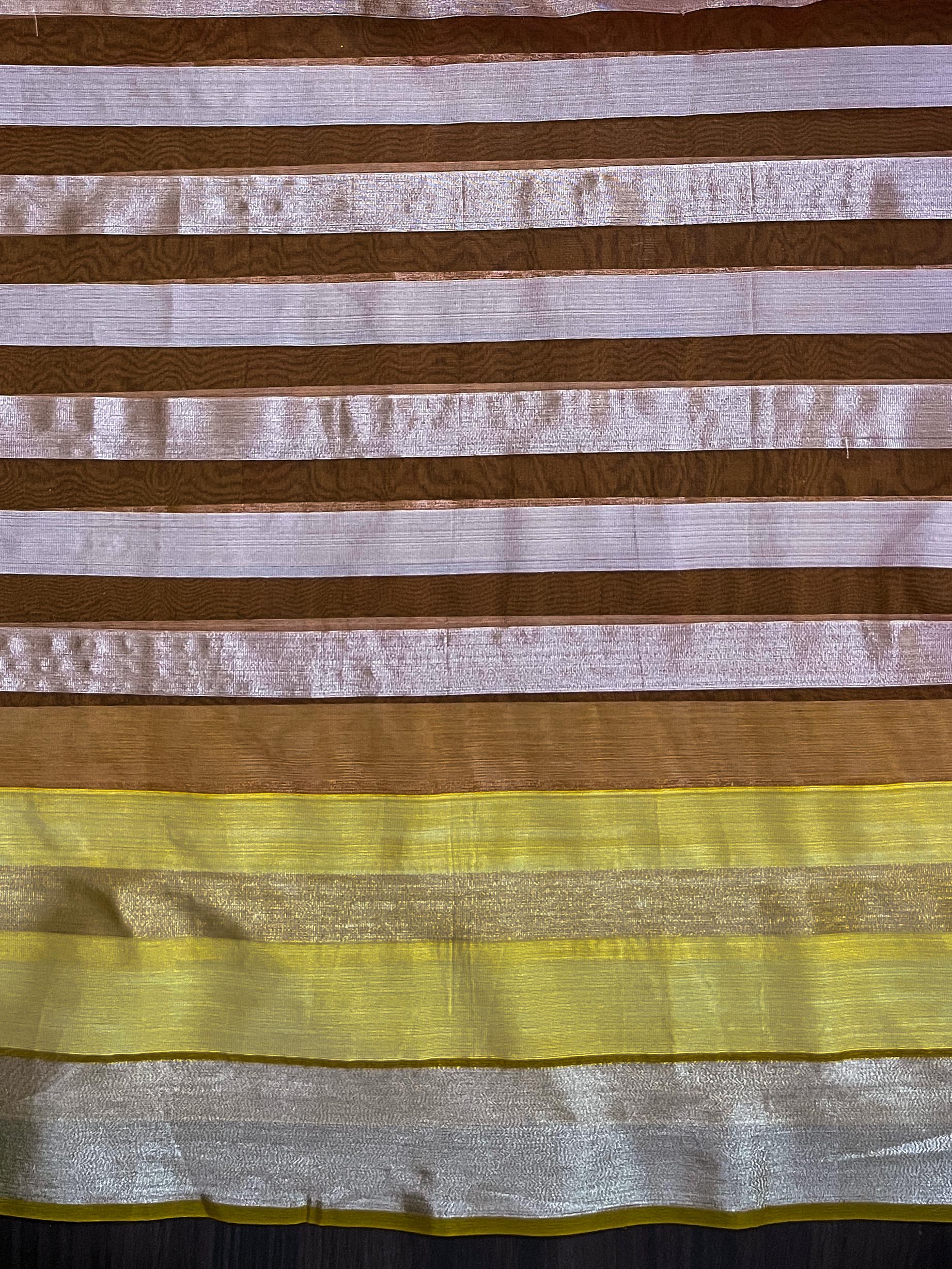 Banarasee Organza Mix Saree With Zari & Resham Work & Contrast Border-Burgundy & Yellow