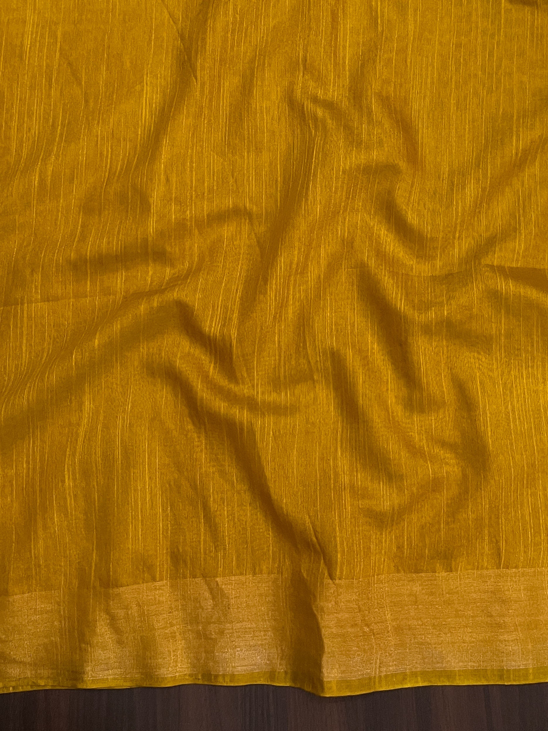 Bhagalpur Cotton Silk Ghichha Work Saree With Madhubani Print-Maroon & Mustard Yellow