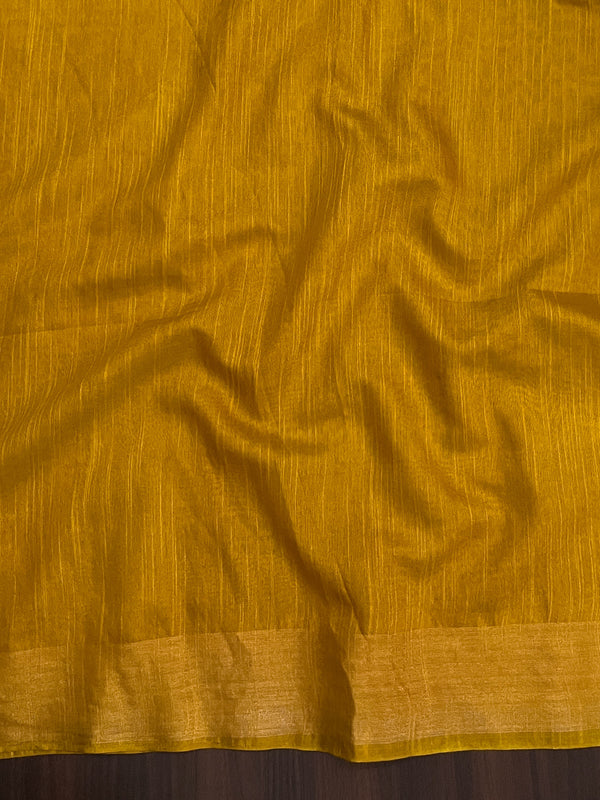 Bhagalpur Cotton Silk Ghichha Work Saree With Madhubani Print-Maroon & Mustard Yellow