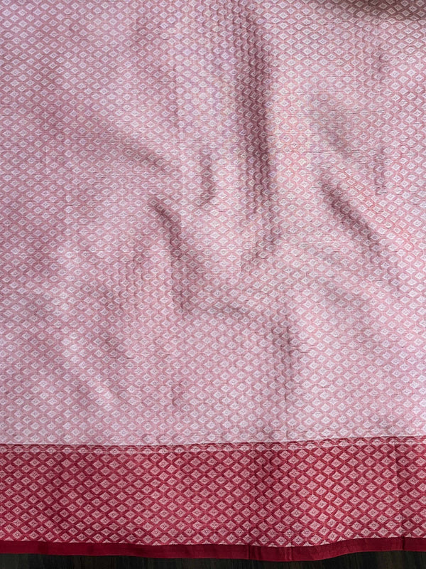 Banarasee Organza Mix Saree With Resham Work & Contrast Border-Cream & Maroon