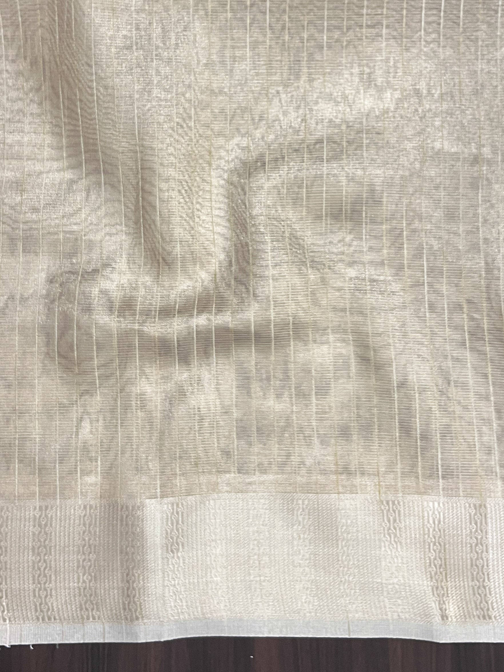 Banarasee Handwoven Tissue Saree With Thread Embroidered Buta & Zari Border-Gold