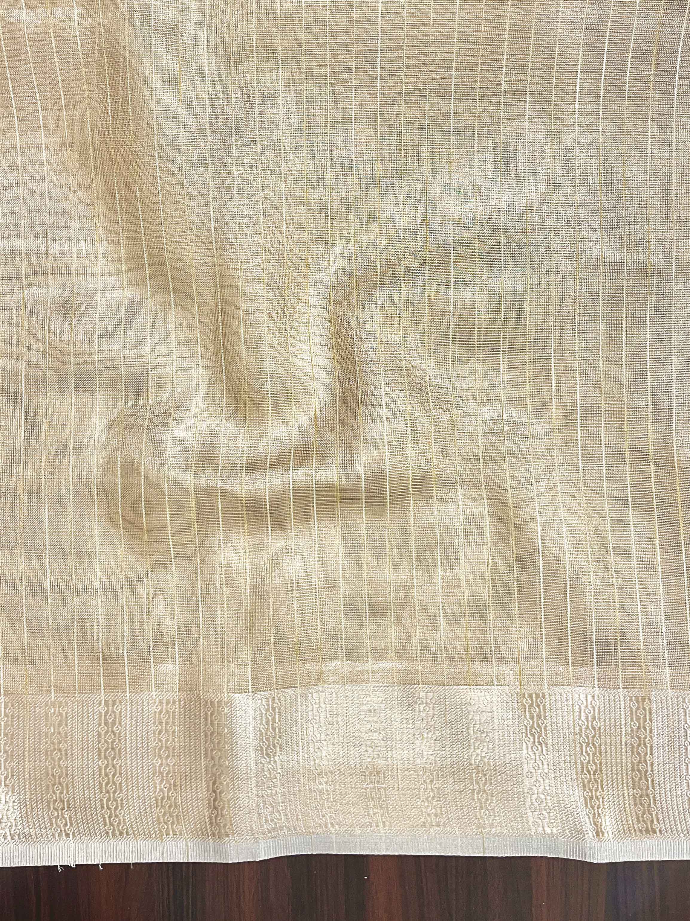 Banarasee Handwoven Tissue Saree With Thread Embroidery Digital Prints & Zari Border-Gold