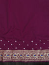 Banarasee Handloom Semi Silk Bandhej Saree With Broad Zari Floral Border-Violet