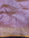 Banarasee Handwoven Crushed Tissue Saree With Mirror Work & Contrast Border-Light Pink