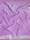 Banarasee Handloom Semi Silk Saree With Silver Zari Work Border & Lace-Lavender
