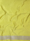 Banarasee Handloom Semi Silk Saree With Silver Zari Work Border & Lace-Lemon Yellow