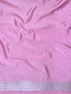 Banarasee Handloom Semi Silk Saree With Silver Zari Work Border & Lace-Light Pink