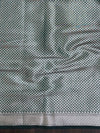 Banarasee Cotton Silk Plain Saree With Floral Zari Border-Deep Green