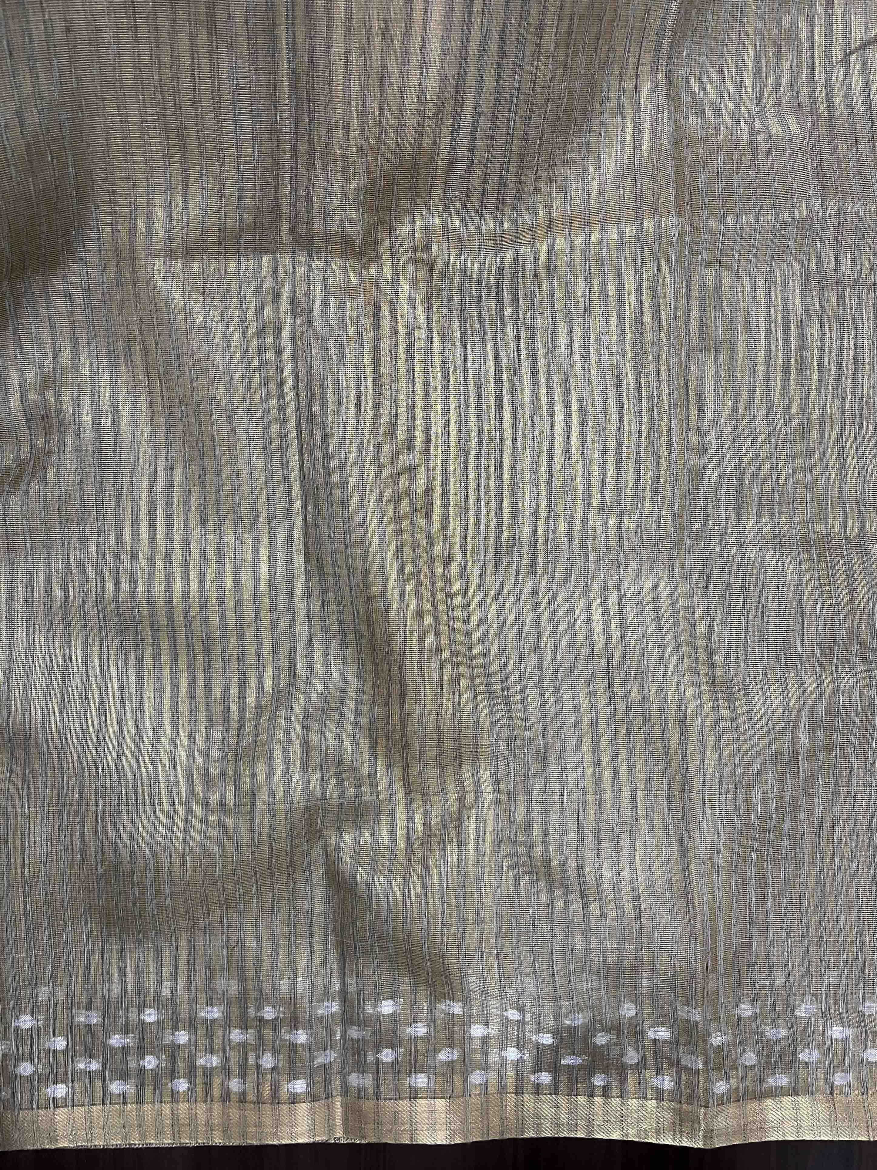 Banarasee Handwoven Tissue Saree With Zari Checks & Border-Moss Green