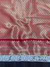 Banarasee Handwoven Tissue Saree With Zari Weaving Stripes Contrast Border & Lace-Pink(Dual Tone)