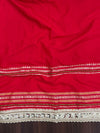 Banarasee Handloom Semi Silk Saree With Swarovski Work Border & Lace-Red