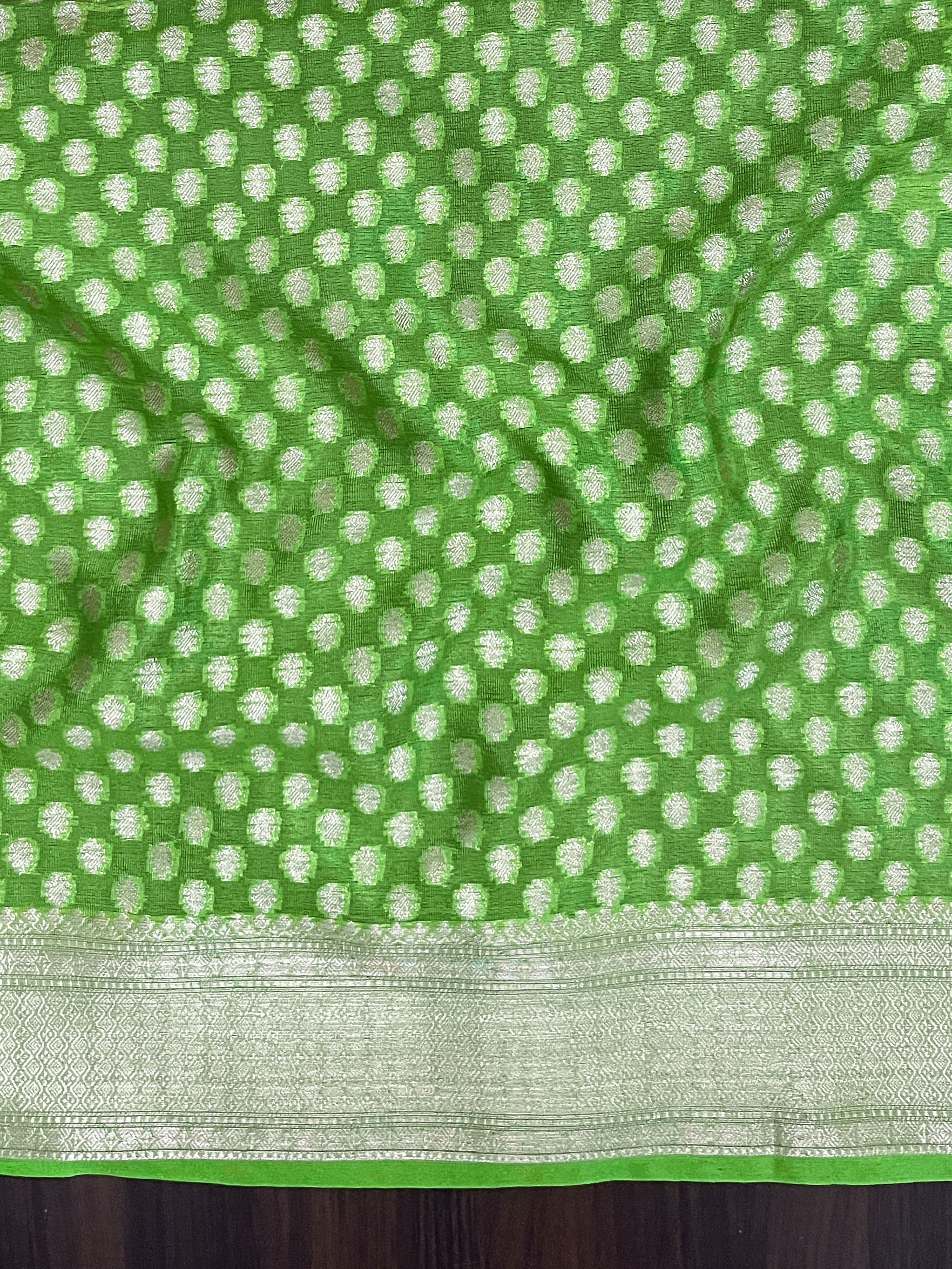 Banarasee Organza Mix Saree With Zari Buti Work & Border-Red