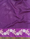 Banarasee Handloom Semi Silk Saree With Sona Rupa Zari Buti Design & Floral Border-Purple