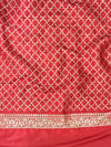 Banarasee Handloom Semi Silk Saree With Zari Buti Work & Floral Border-Red