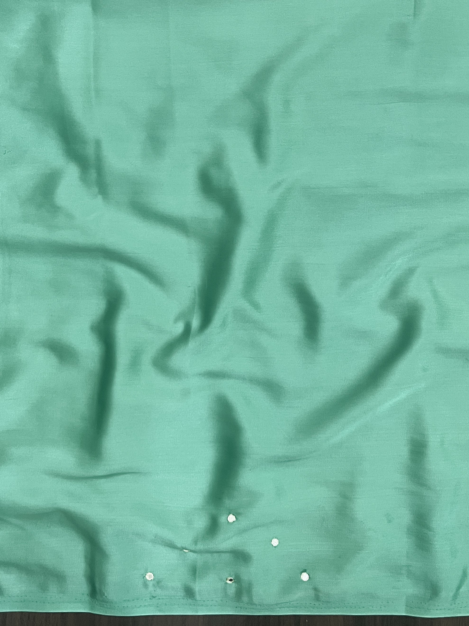 Banarasee Handloom Satin Hand Dyed Saree With Mirror Work-Light Yellow & Mint Green