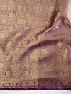 Banarasee Handloom Dual Tone Shimmer Tissue Saree With Buti Design Zari Border & Lace-Violet