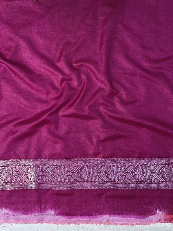 Banarasee Handwoven Faux Georgette Saree With Zigzag Pattern Zari Design Border & Lace-Multicolor