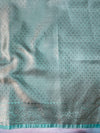 Banarasee Handloom Tissue Saree With Zari Buti Design Floral Border & Lace-Pastel Green