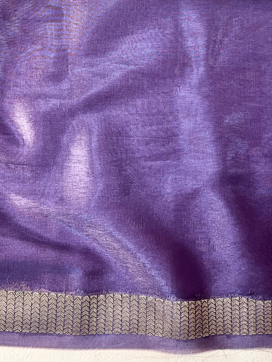 Banarasee Handloom Tissue Saree With Zari Buti Design Zari Border & Lace-Light Purple