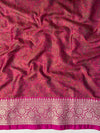 Banarasee Jamewar Tanchoi Soft Silk Saree with Contrast Border-Rust & Magenta