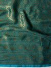 Banarasee Handwoven Georgette Saree With Antique Zari Jaal Design & Floral Border-Turquoise Green