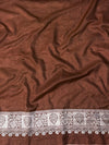 Banarasee Handloom Semi Silk Tissue Saree With Handwoven Zari Design & Border-Earthy Brown