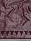 Banarasee Handloom Dual Tone Semi Silk Saree With Zari Border-Burgundy