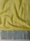 Banarasee Pure Chiffon Saree With Silver Zari Buta Work & Border-Light Yellow